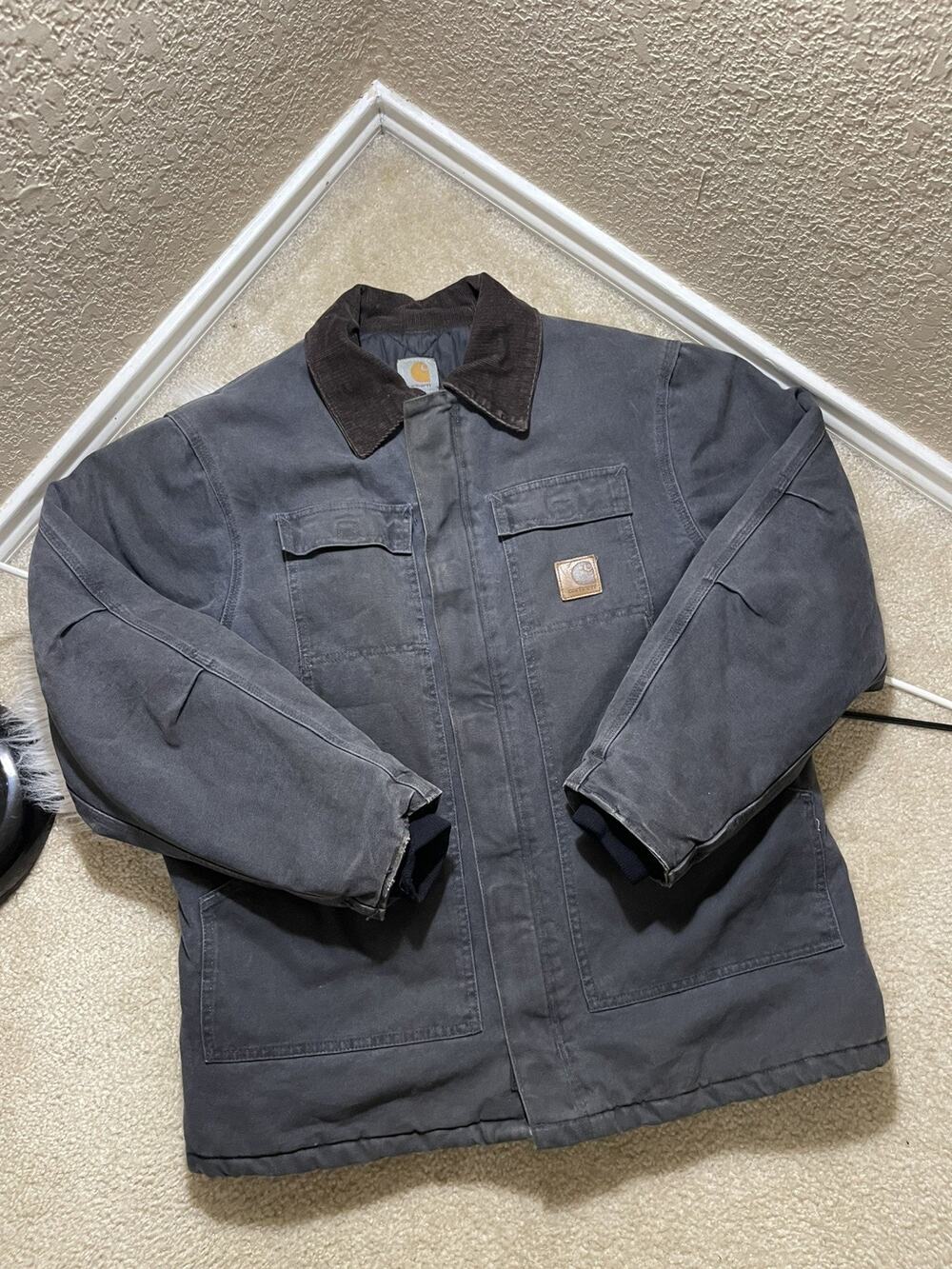 Vntg Carhartt C26 DKB Traditional Coat Men XL Faded Black Quilt Lined Workwear